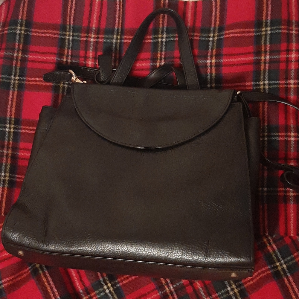 Kate Spade black leather A Satchel 13"*11"*6"